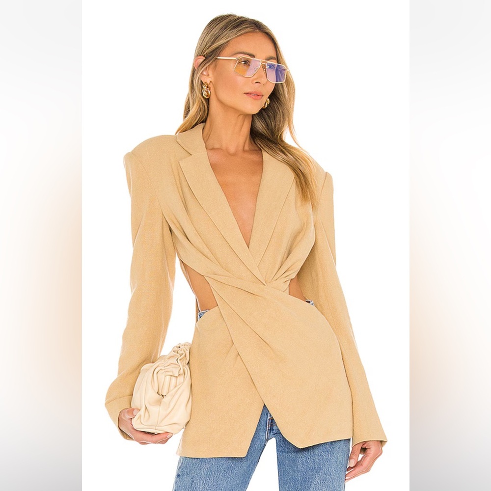 L’ACADEMIE Emmy Cutout Blazer in Tan NWT